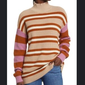 Treasure & Bond Striped Knit Sweater in Pink and Brown